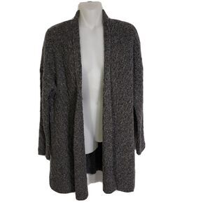 J Jill Womens Cardigan Sweater XS Gray Alpaca Blend Open Front Cable Knit Long